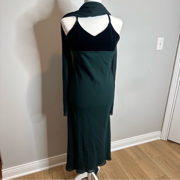 VTG Y2K 90s Velvet Neck Scarf Midi Dress Fairy Grunge Whimsigoth Formal 4/6 - Picture 2 of 13